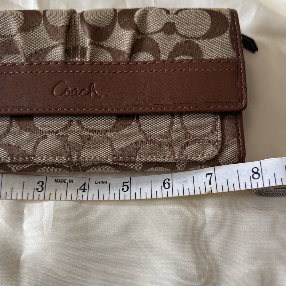 Coach Signature Brown and Tan Clutch - Picture 7 of 9
